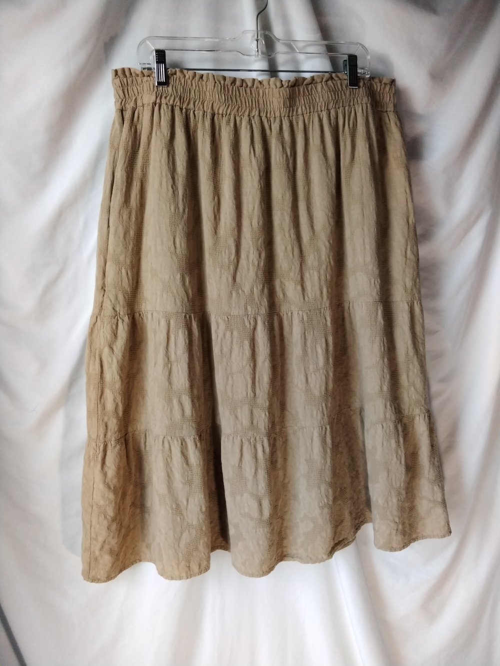 Polagram Tiered Midi Skirt in Khaki